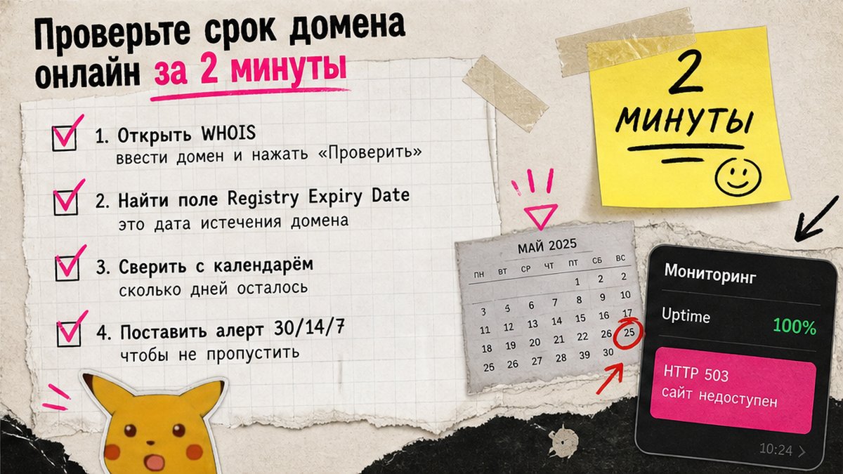 Чеклист быстрой онлайн-проверки срока регистрации домена