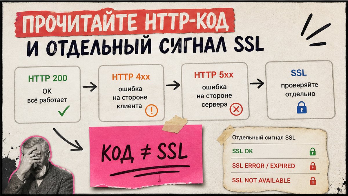 Схема: HTTP-код и отдельная проверка SSL