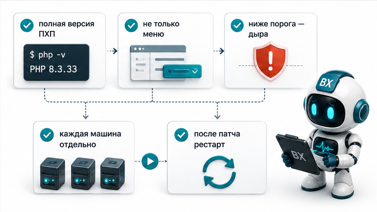 Чеклист: сверить полную версию PHP на каждой машине