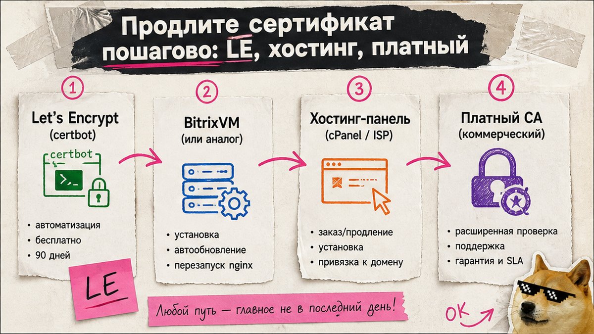 Emergency-чеклист: порт 80, force-renewal certbot, reload nginx, проверка публичного endpoint