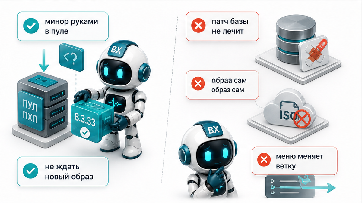 Схема: образ и меню major не заменяют минор PHP в пуле
