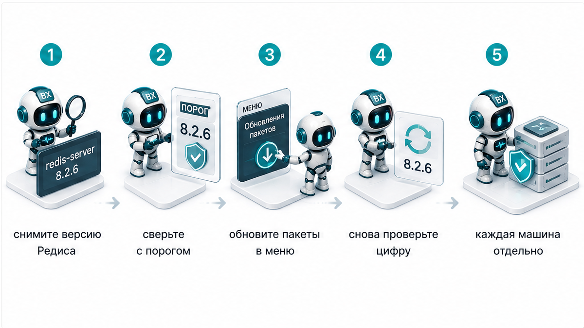 Чеклист проверки версии Redis на каждом хосте отдельно