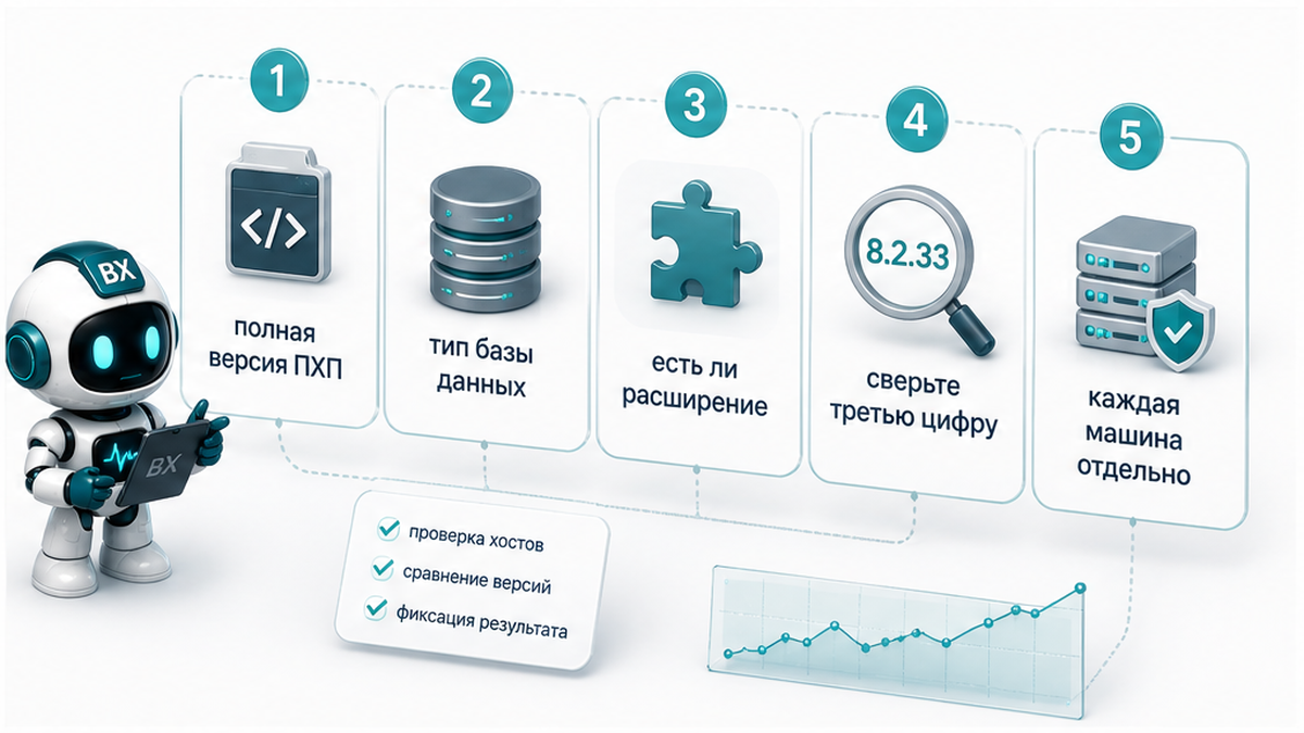 Чеклист проверки парка: полная версия PHP, тип БД и расширение pgsql