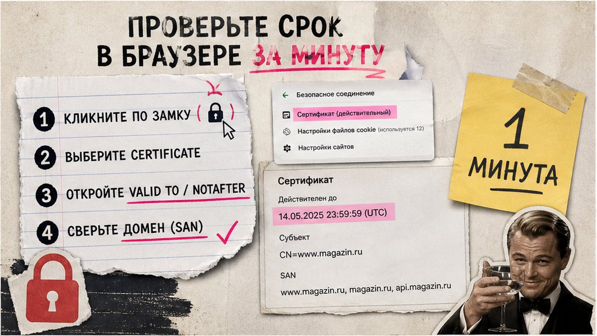 Чеклист быстрой проверки срока SSL в браузере